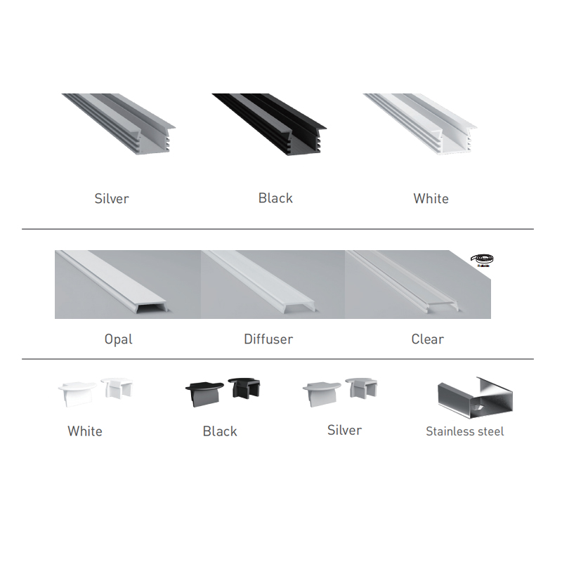Recessed LED Strip Channel Aluminum Profile For 10mm Addressable LED Strips Recessed LED Strip Channel Aluminum Profile For 10mm Addressable LED Strips